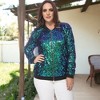 Anna-Kaci Women's Plus Size Sequin Bomber Jacket - 4 of 4