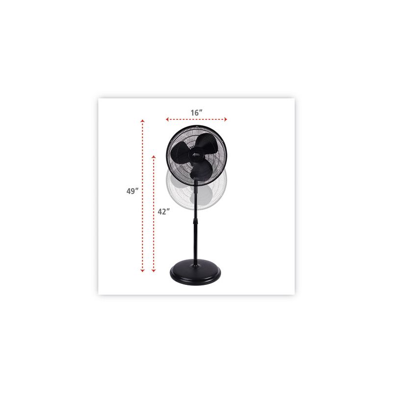 Alera 16" 3-Speed Oscillating Pedestal Stand Fan, Metal, Plastic, Black, 2 of 6