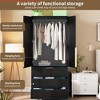 Bedroom Wardrobe Closet, 69.5 in Wooden Wardrobe Cabinet w/ 3 Drawers, Hanging Rod, 2 Doors Clothing Storage Cabinet - 4 of 4