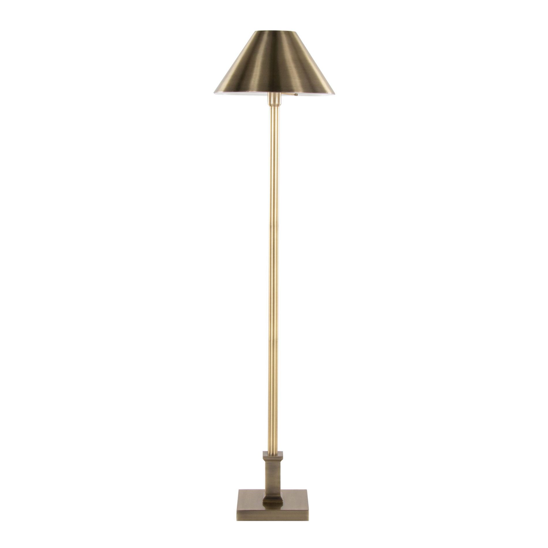 LumiSource Perry 60" Contemporary Metal Floor Lamp in Antique Brass