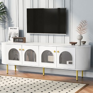 70.8"W Modern TV Stand for TVs Up to 80'', Entertainment Center with 4 Cabinets, Metal Legs and Handles, 4Q  -ModernLuxe - 1 of 4