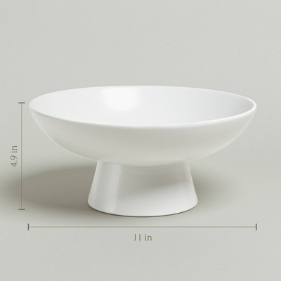 White Ceramic Footed Serving Bowl - 11" Diameter