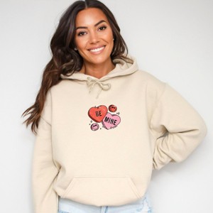 S.W.Smiley Be Mine Hearts Distressed - Women's Graphic Hoodie - 1 of 3
