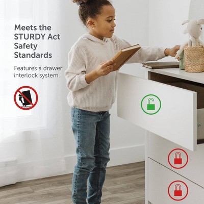 Savannah Cottage-Style 3-Drawer Combo Dresser in Pure White