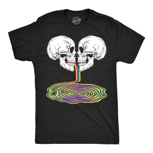 Mens Skull Rainbow Puddle Funny T Shirts Cool Graphic Tee For Men - Crazy Dog Men's T Shirt - 1 of 4