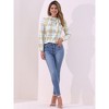 INSPIRE CHIC Women's Bow Tie Neck Keyhole Back Grid Checks Office Work Blouses - 2 of 4