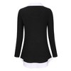 Clearlove Women's Long Sleeve V Neck Contrast Collar Shirt A-line Pleated Office Tunic - 3 of 4