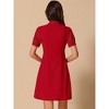 INSPIRE CHIC Women's Bow Tie Keyhole Neck Puff Sleeve Elegant Work Dress - 3 of 4