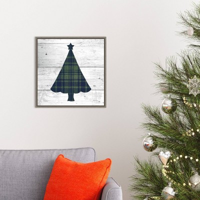 Nordic Holiday Plaid Christmas Tree Canvas Wall Art