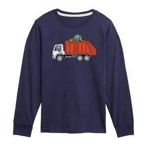 Boys' - Instant Message - Garbage Truck Raccoons Long Sleeve Graphic T-Shirt - 1 of 4