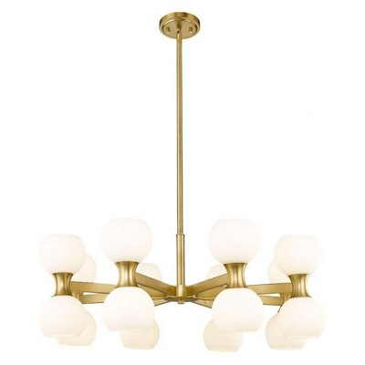 Artemis 16-Light Chandelier - Mid-Century Modern Matte Black Steel with Opal Glass Globes