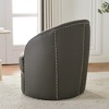 KINWELL 29"W Top-Grain Genuine Leather Upholstery Swivel Barrel Chair - 4 of 4