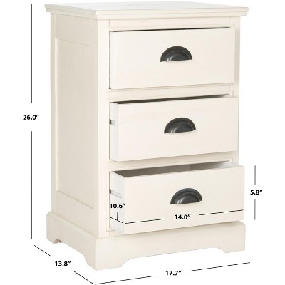 Transitional White Pine 3-Drawer Rectangular Side Table