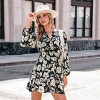Women's Black & White Floral Blouson Sleeve Mini Dress - Cupshe - 2 of 4