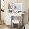 LED Makeup Vanity Desk Set, Lighted Mirror, Charging Station&Stool, Storage Cabinet - 2 of 4