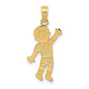 Black Bow Jewelry 14k Yellow Gold Smiling Boy Pendant, 10mm - 1 of 4