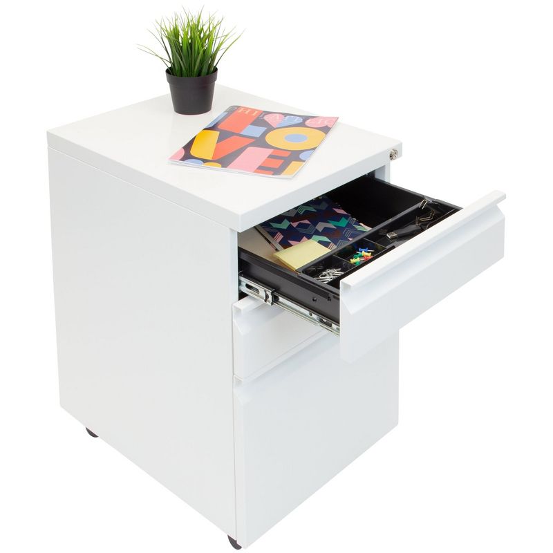 Mount-It! Mobile File Cabinet with 3 Drawers, Under Desk Rolling Storage , White , 5 of 12