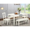 HomeStock 5-Piece Rectangle Linen White Finish Solid Wood Top Dining Table with 2 Benches, 2 Chairs - 2 of 4