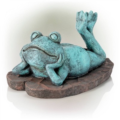 Alpine 9" Magnesium Oxide Frog Laying Down Statue