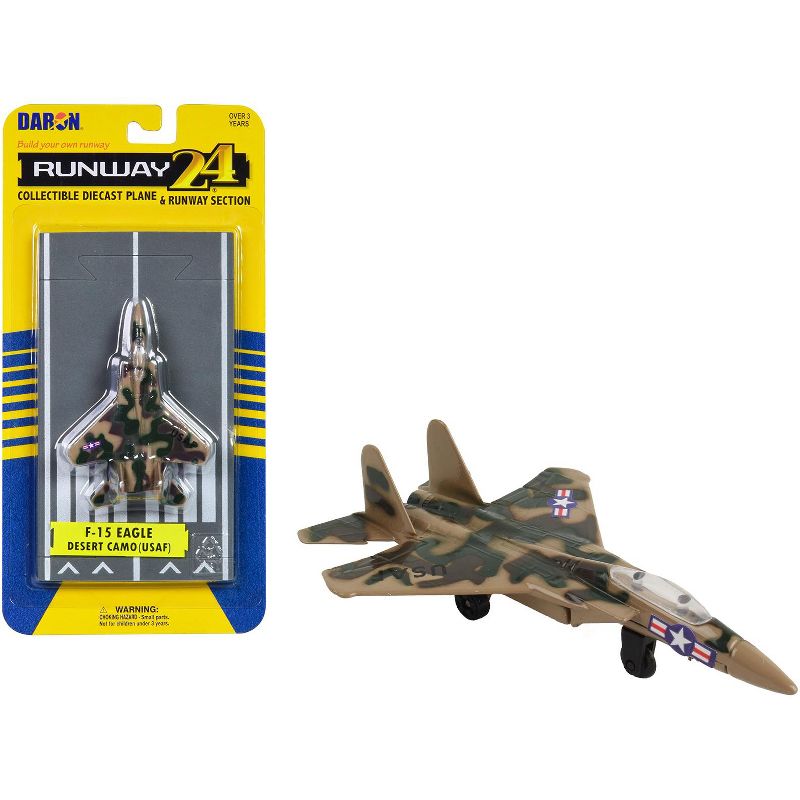 McDonnell Douglas F-15 Eagle Fighter Aircraft Desert Camouflage "US Air Force" w/Runway Diecast Model Airplane by Runway24, 1 of 4