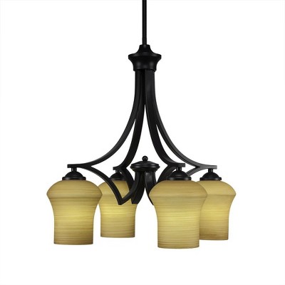 Toltec Lighting Zilo 4 - Light Chandelier in  Matte Black with 5.5" Zilo Cayenne Linen  Shade