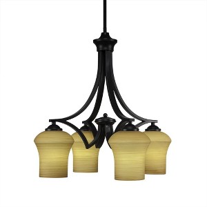 Toltec Lighting Zilo 4 - Light Chandelier in  Matte Black with 5.5" Zilo Cayenne Linen  Shade - 1 of 1
