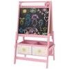 Qaba Kids Easel, 3-in-1 Double-Sided Art Easel with Paper Roll, Whiteboard & Chalkboard, Storage Baskets for Toddlers Ages 3-8 - 4 of 4
