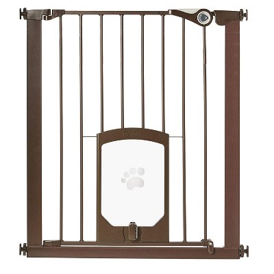 MyPet Tall Pet Gate Passage Walk Through Gate with Door, Bronze