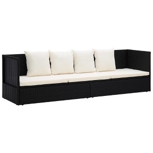 vidaXL Garden Bed Black, Cream White PE Rattan, Powder-Coated Steel - 1 of 4