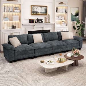 Captiva Designs 157.5-Inch Cloud Comfy Modular 4PC Sectional Sofa, Deep Seat Living Room Couch, Corduroy & Chenille Fabric - 1 of 4