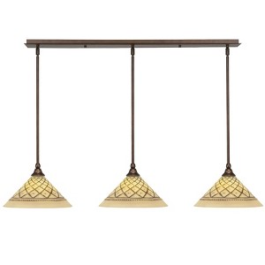 Toltec Lighting Any 3 - Light Chandelier in  Bronze with 12" Chocolate Icing Shade - 1 of 1