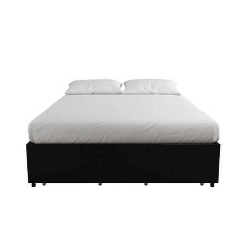 Realrooms Alden Platform Bed With, Black Leather Queen Bed Frame