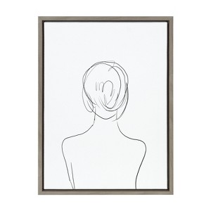 Kate and Laurel Sylvie Minimalist Woman Framed Canvas by Teju Reval of SnazzyHues, 18x24, Gray - 1 of 4