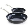 Kenmore Elite 10 Piece Aluminum Diamond-Infused Ceramic Nonstick Cookware Set in Blue - 2 of 4