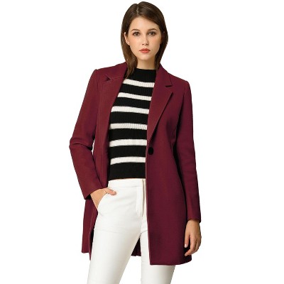 INSPIRE CHIC Women's Regular Fit Notched Lapel Long Sleeve Buttoned Classic Coat