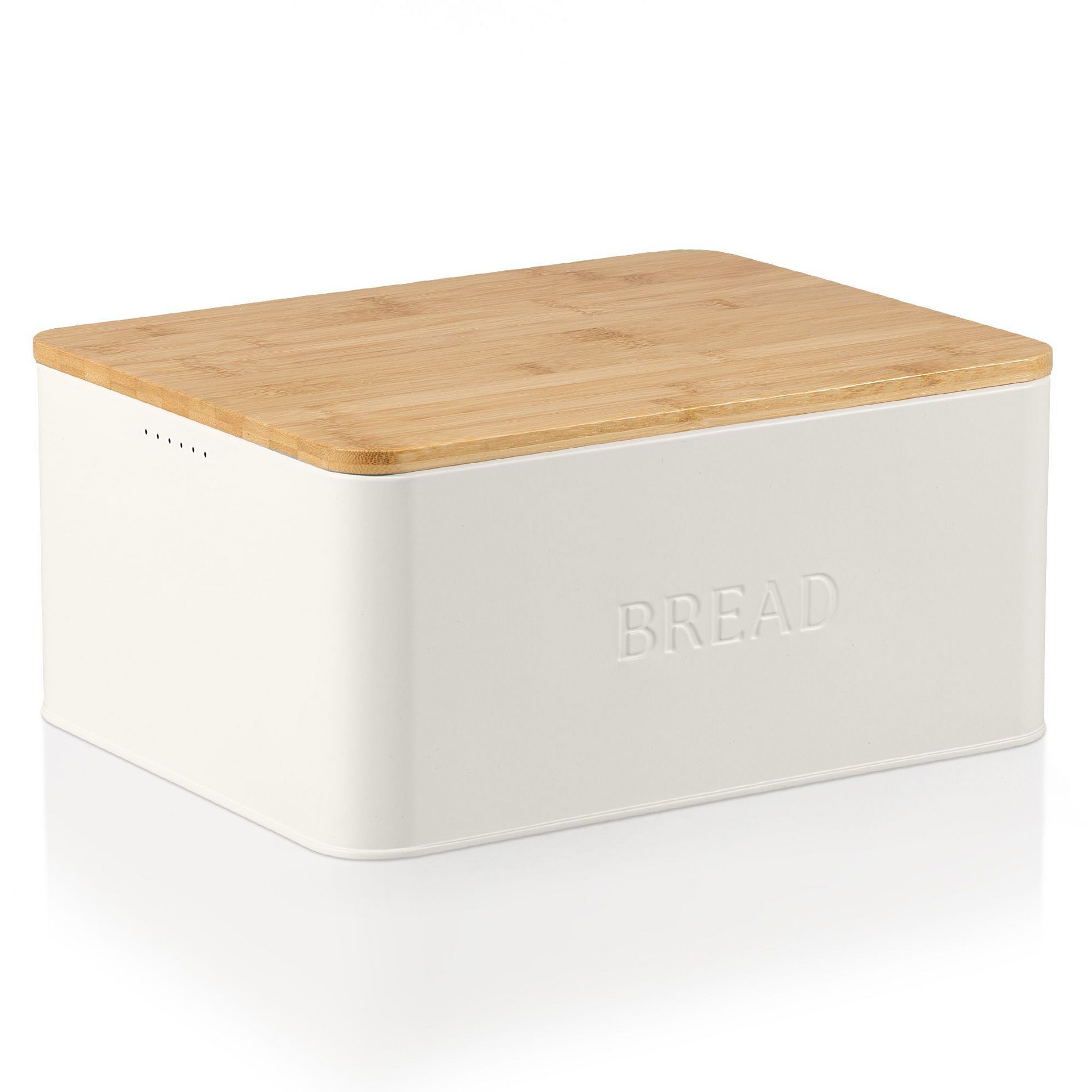Bread Box With Wooden Lid - Spacious Container for Homemade Bread, Muffins & Bagels - Cutting Board Lid Keeps Bread Fresh