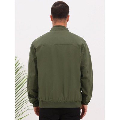 INSPIRE CHIC Men's Windbreaker Stand Collar Solid Lightweight Zipper Casual Bomber Jacket Large Olive Green — фото 3