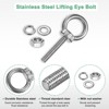 Unique Bargains Stainless Steel Durable Rust-Resistant Eyebolts with Nuts Washers Male Screw for Fastening 10 Pcs - 2 of 4