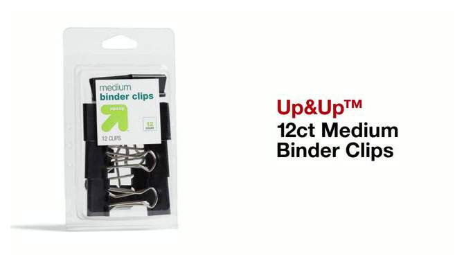 12ct Medium Binder Clips - up &#38; up&#8482;, 2 of 7, play video