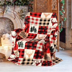 Lomsoe Christmas Blanket, Christmas Throw Blanket Deer Pattern Comfortable Flannel Warm Winter Cabin Throw for Bed Sofa Kids Christmas Gift. - 1 of 4