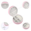 REGALWOVEN PU Leather Mini Portable Compact Round Jewelry Box Display Holder - 4 of 4
