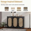 CAVINAS Retro Rectangular Sideboard Cabinet with 3 Artificial Rattan Doors,Freestanding Buffet Cabinet with Storage for Kitchen,Dining Room - 2 of 4