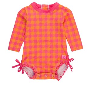 RuffleButts Baby/Toddler Girls UPF50+ Long Sleeve One Piece Rash Guard - 1 of 3