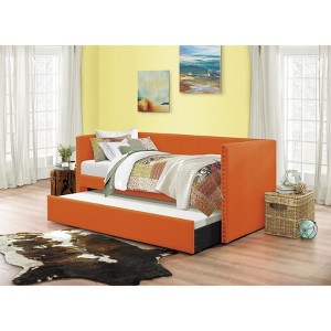 NicBex Twin Size Daybed with Trundle, Fabric Upholstered Day Bed with Nailhead Trim Design, No Box Spring Needed - 1 of 4
