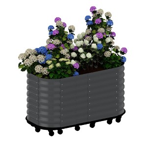 Raised Garden Bed, Self-Watering Wheel Mobile Metal Planter Box Galvanized Steel Outdoor Rolling Garden Bed for Vegetables Flowers Herbs - 1 of 4