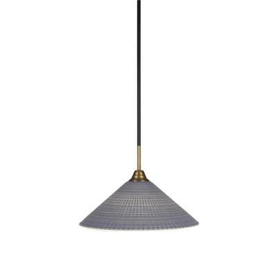 Toltec Lighting Paramount 1 - Light Pendant in  Matte Black/Brass with 16" Gray Matrix Shade