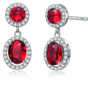 Guili Sterling Silver Drop Earrings with Green, Red, or Blue Cubic Zirconia Stones – A Bold, Elegant, and Timeless Jewelry Statement Piece - 1 of 3