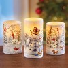 Collections Etc Smiling Snowman LED Lighted Flameless Candle - Set of 3 3 X 3 X 6 White - 2 of 2