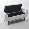 Hyleory Linen Upholstered Storage Bench with Solid Wood Legs for Bedroom Living Room or Entryway - 2 of 4