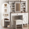 TIRAMISUBEST Farmhouse Makeup Vanity Desk with Sliding Mirror and Lights, Vanity Table with Cushioned Stool, Dressing Table with 2 Drawers and Shelves - 4 of 4